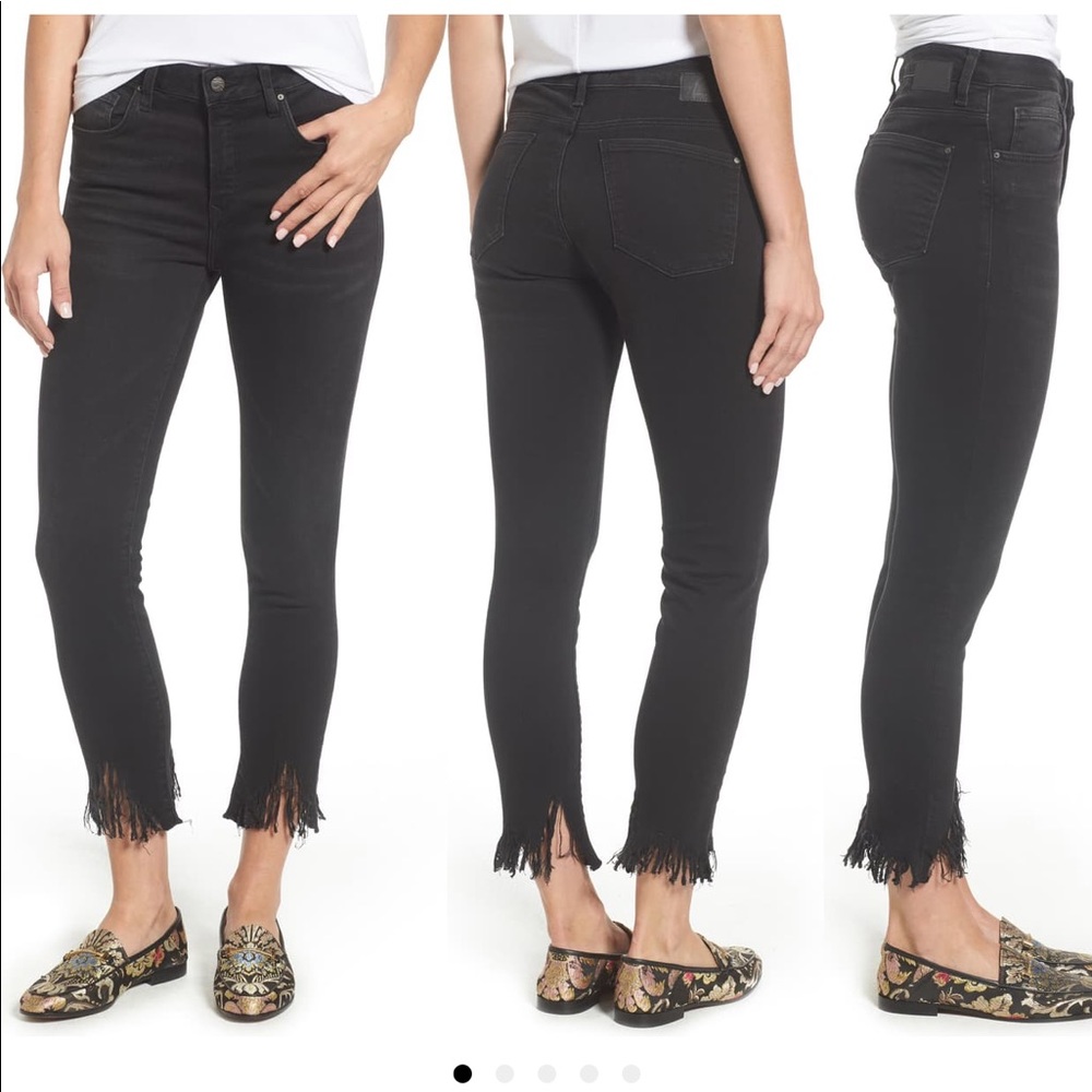 MAVI Tess smoke Fringe Skinny black cropped denim jeans size 00 / 24